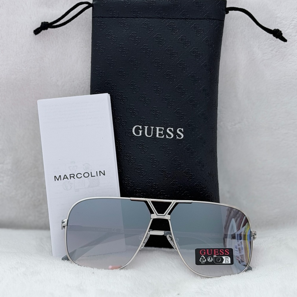 Guess Silver Frame Aviator Sunglasses